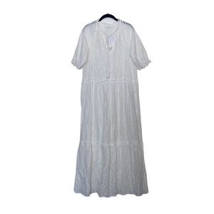NWT Made With Love Eyelet Maxi Coverup Dress White L